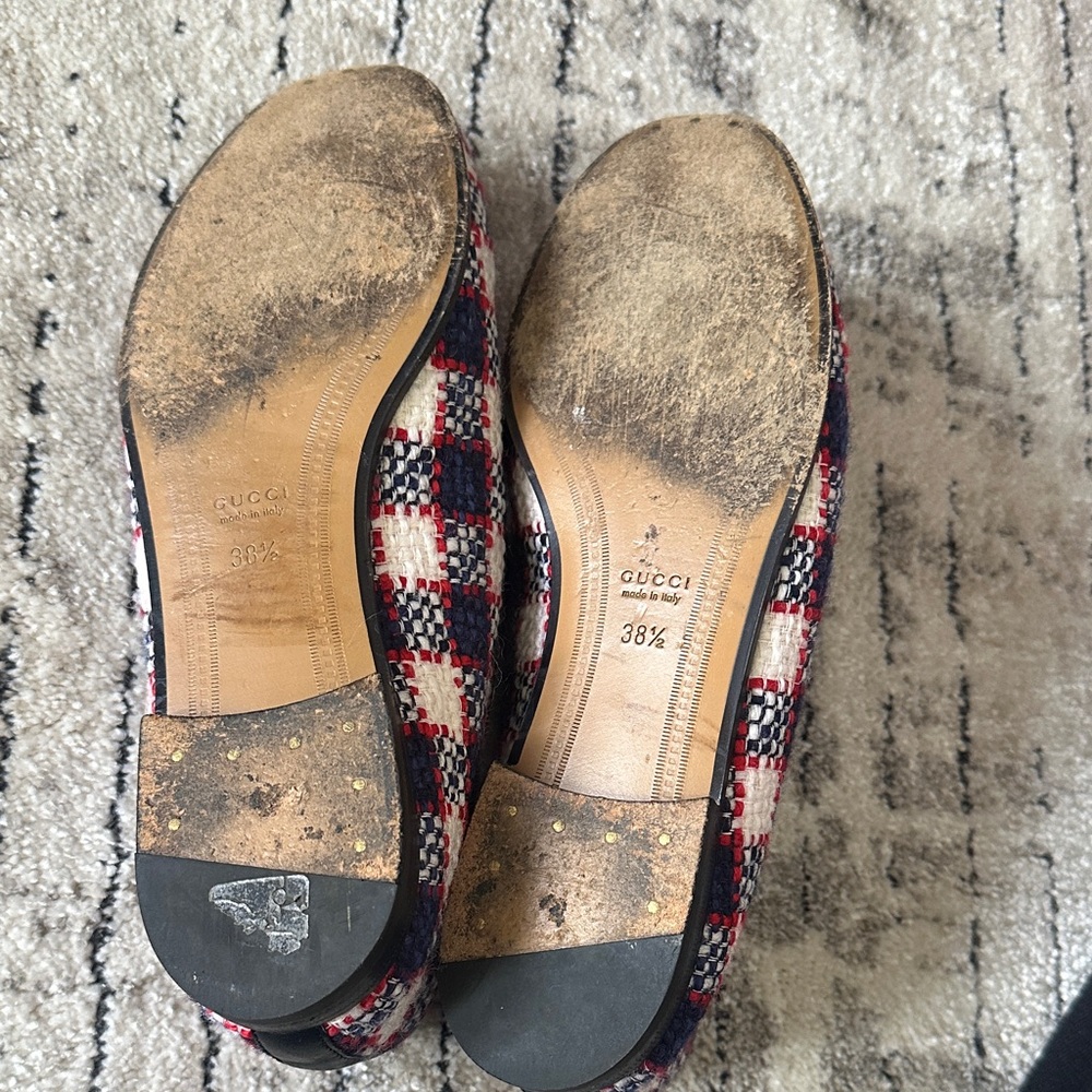 Gucci Red and Blue Checkered Moccasins - Picture 4 of 4